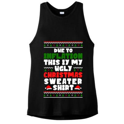 Due To Inflation This Is My Ugly Christmas Sweater Shirt Funny Ladies PosiCharge Tri-Blend Wicking Tank