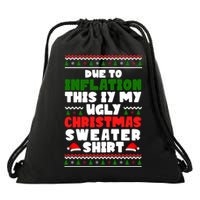 Due To Inflation This Is My Ugly Christmas Sweater Shirt Funny Drawstring Bag