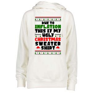 Due To Inflation This Is My Ugly Christmas Sweater Shirt Funny Womens Funnel Neck Pullover Hood