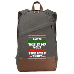 Due To Inflation This Is My Ugly Christmas Sweater Shirt Funny Cotton Canvas Backpack