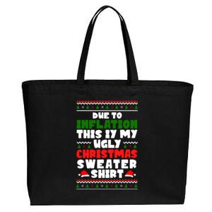 Due To Inflation This Is My Ugly Christmas Sweater Shirt Funny Cotton Canvas Jumbo Tote