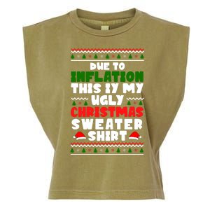 Due To Inflation This Is My Ugly Christmas Sweater Shirt Funny Garment-Dyed Women's Muscle Tee