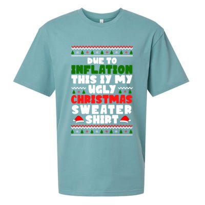 Due To Inflation This Is My Ugly Christmas Sweater Shirt Funny Sueded Cloud Jersey T-Shirt