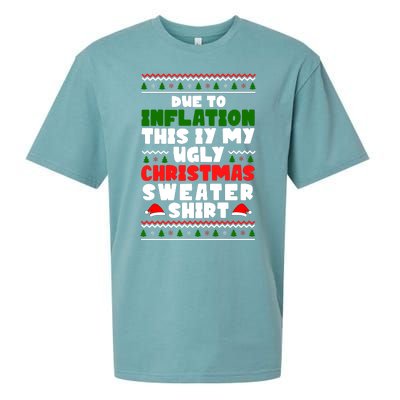 Due To Inflation This Is My Ugly Christmas Sweater Shirt Funny Sueded Cloud Jersey T-Shirt