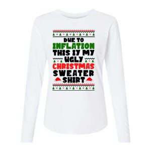 Due To Inflation This Is My Ugly Christmas Sweater Shirt Funny Womens Cotton Relaxed Long Sleeve T-Shirt