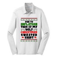 Due To Inflation This Is My Ugly Christmas Sweater Shirt Funny Silk Touch Performance Long Sleeve Polo