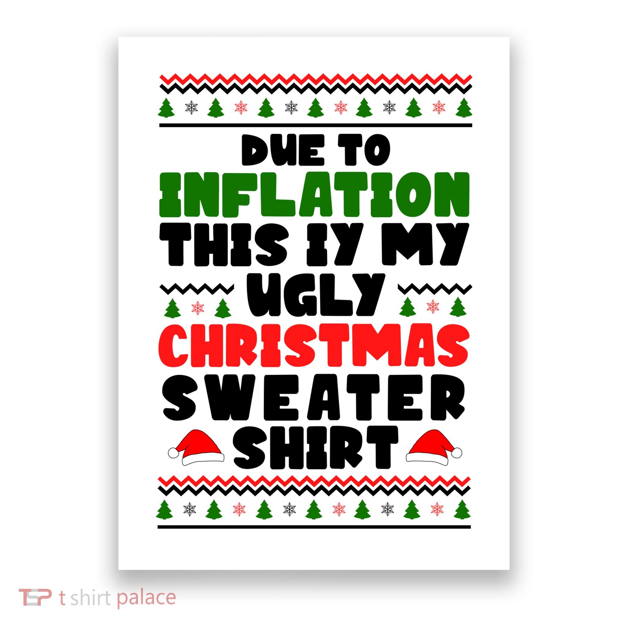 Due To Inflation This Is My Ugly Christmas Sweater Shirt Funny Poster