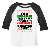 Due To Inflation This Is My Ugly Christmas Sweater Shirt Funny Toddler Fine Jersey T-Shirt