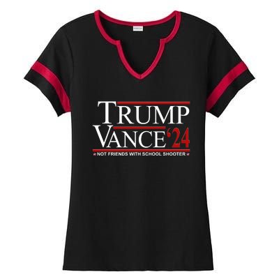 Donald Trump Jd Vance 2024 Not Friends With School Shooters Ladies Halftime Notch Neck Tee