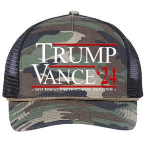 Donald Trump Jd Vance 2024 Not Friends With School Shooters Retro Rope Trucker Hat Cap