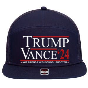 Donald Trump Jd Vance 2024 Not Friends With School Shooters 7 Panel Mesh Trucker Snapback Hat