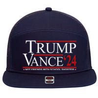 Donald Trump Jd Vance 2024 Not Friends With School Shooters 7 Panel Mesh Trucker Snapback Hat