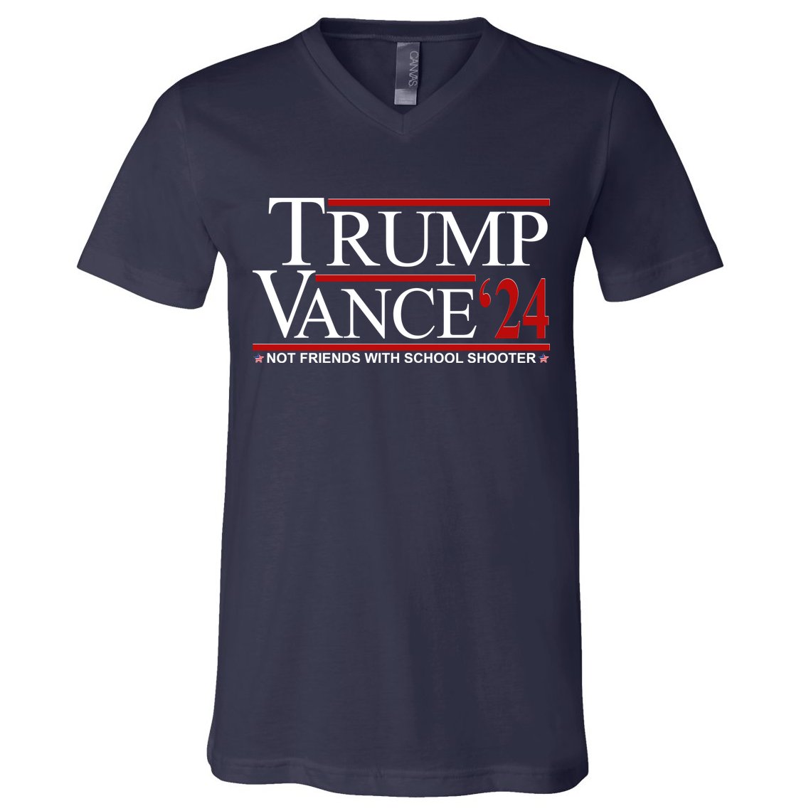 Donald Trump Jd Vance 2024 Not Friends With School Shooters V-Neck T-Shirt