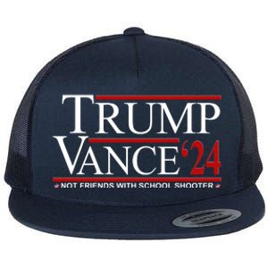 Donald Trump Jd Vance 2024 Not Friends With School Shooters Flat Bill Trucker Hat