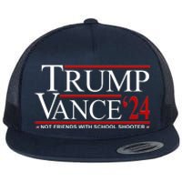 Donald Trump Jd Vance 2024 Not Friends With School Shooters Flat Bill Trucker Hat