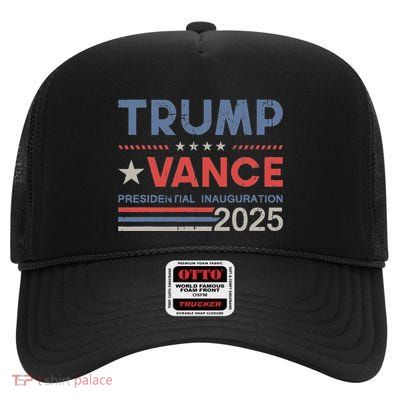 Donald Trump Jd Vance President Inauguration 2025 Stripe High Crown Mesh Back Trucker Hat