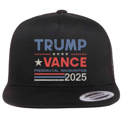 Donald Trump Jd Vance President Inauguration 2025 Stripe Flat Bill Trucker Hat