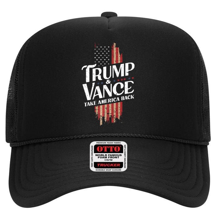 Donald Trump Jd Vance 2024 Vintage Design High Crown Mesh Back Trucker Hat