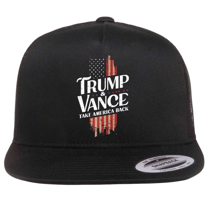 Donald Trump Jd Vance 2024 Vintage Design Flat Bill Trucker Hat