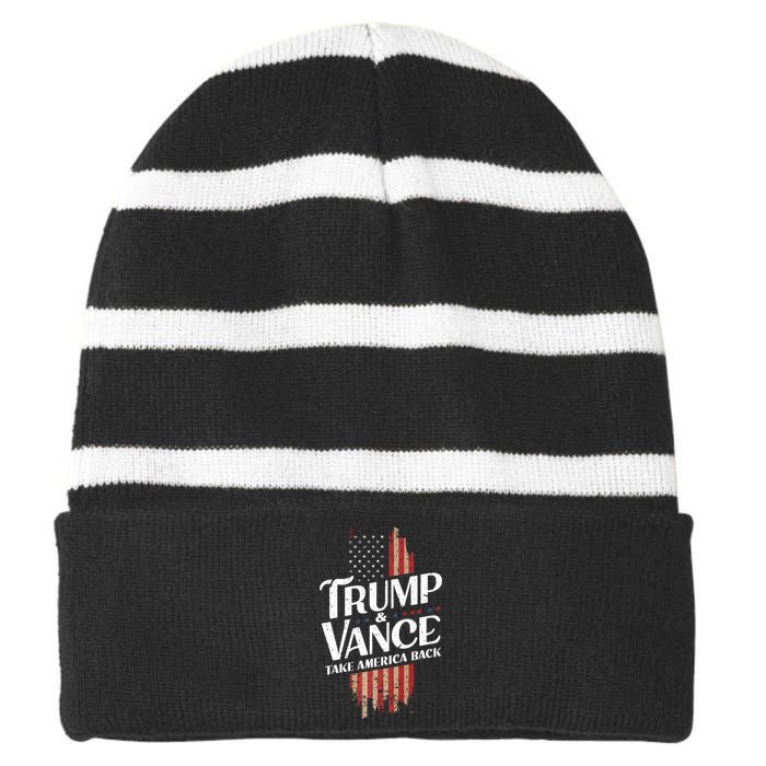 Donald Trump Jd Vance 2024 Vintage Design Striped Beanie with Solid Band