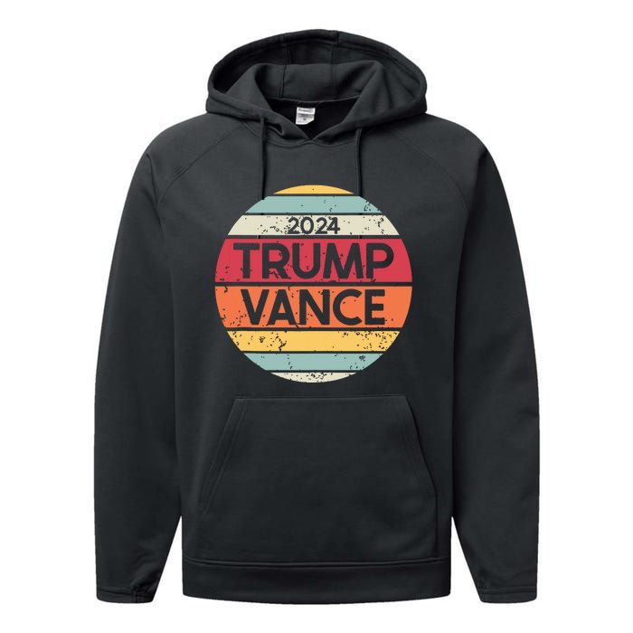 Donald Trump Jd Vance 2024 Retro Style Performance Fleece Hoodie