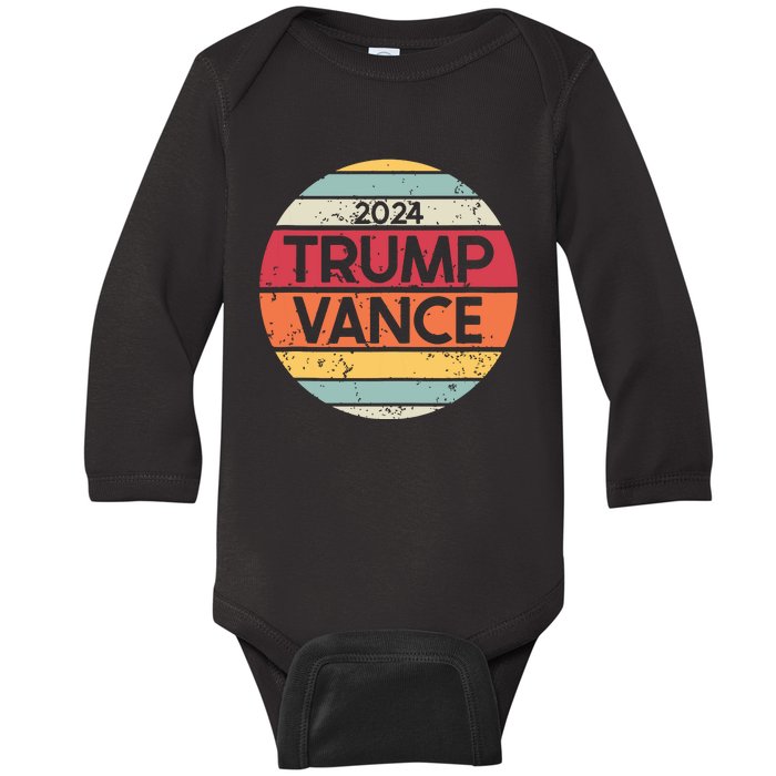 Donald Trump Jd Vance 2024 Retro Style Baby Long Sleeve Bodysuit