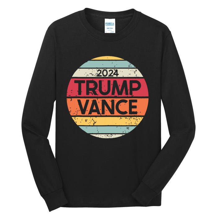 Donald Trump Jd Vance 2024 Retro Style Tall Long Sleeve T-Shirt