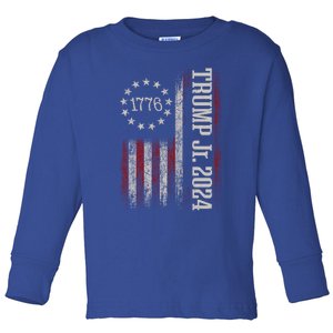 Donald Trump Jr For President 2024 Trump Republican Us Flag Cute Gift Toddler Long Sleeve Shirt