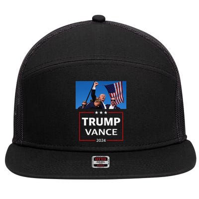 Donald Trump J.D. Vance 2024 Election Rally Campaign Event 7 Panel Mesh Trucker Snapback Hat