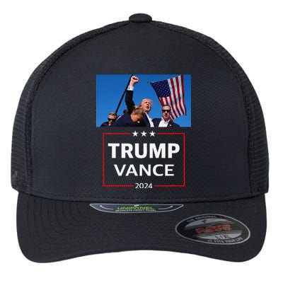 Donald Trump J.D. Vance 2024 Election Rally Campaign Event Flexfit Unipanel Trucker Cap