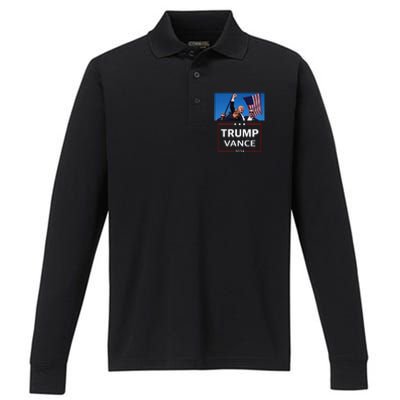 Donald Trump J.D. Vance 2024 Election Rally Campaign Event Performance Long Sleeve Polo