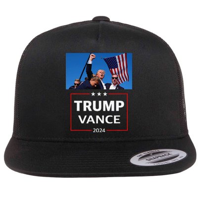 Donald Trump J.D. Vance 2024 Election Rally Campaign Event Flat Bill Trucker Hat