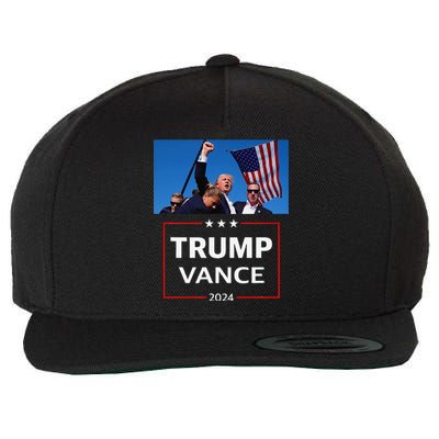 Donald Trump J.D. Vance 2024 Election Rally Campaign Event Wool Snapback Cap