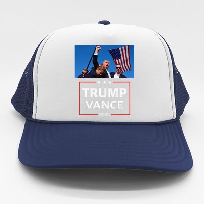 Donald Trump J.D. Vance 2024 Election Rally Campaign Event Trucker Hat