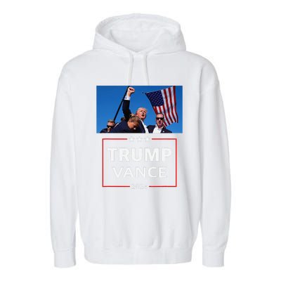 Donald Trump J.D. Vance 2024 Election Rally Campaign Event Garment-Dyed Fleece Hoodie