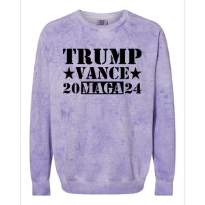 Donald Trump Jd Vance 2024 Maga Army Stamp Black Logo Colorblast Crewneck Sweatshirt