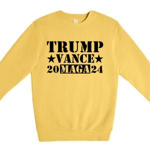 Donald Trump Jd Vance 2024 Maga Army Stamp Black Logo Premium Crewneck Sweatshirt