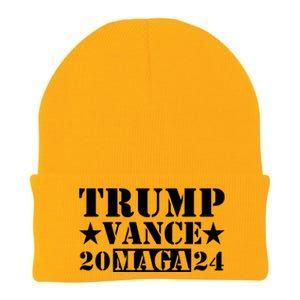 Donald Trump Jd Vance 2024 Maga Army Stamp Black Logo Knit Cap Winter Beanie