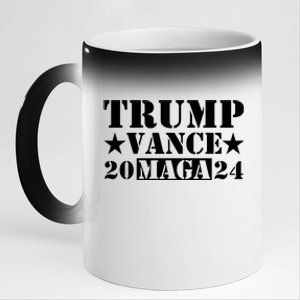 Donald Trump Jd Vance 2024 Maga Army Stamp Black Logo 11oz Black Color Changing Mug