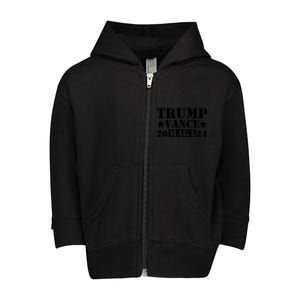 Donald Trump Jd Vance 2024 Maga Army Stamp Black Logo Toddler Zip Fleece Hoodie