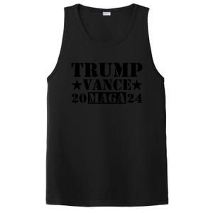 Donald Trump Jd Vance 2024 Maga Army Stamp Black Logo PosiCharge Competitor Tank