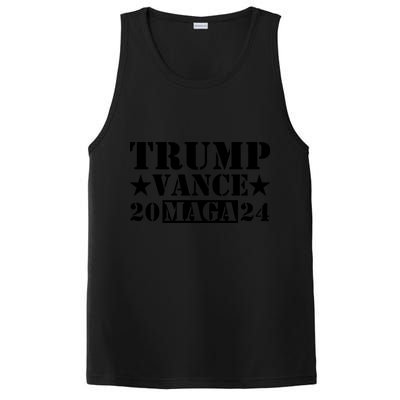 Donald Trump Jd Vance 2024 Maga Army Stamp Black Logo PosiCharge Competitor Tank