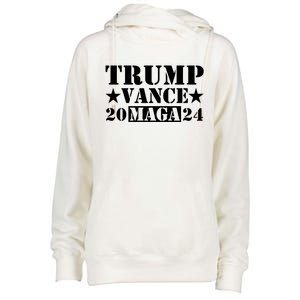 Donald Trump Jd Vance 2024 Maga Army Stamp Black Logo Womens Funnel Neck Pullover Hood