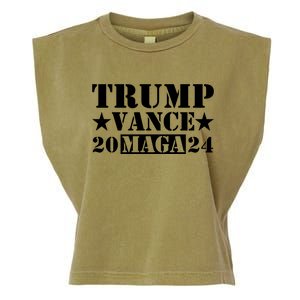 Donald Trump Jd Vance 2024 Maga Army Stamp Black Logo Garment-Dyed Women's Muscle Tee