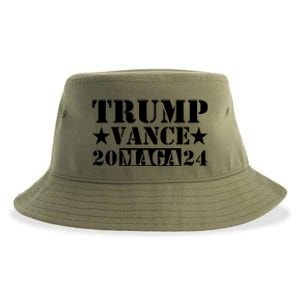 Donald Trump Jd Vance 2024 Maga Army Stamp Black Logo Sustainable Bucket Hat