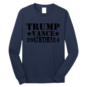 Donald Trump Jd Vance 2024 Maga Army Stamp Black Logo Long Sleeve Shirt