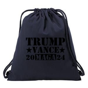 Donald Trump Jd Vance 2024 Maga Army Stamp Black Logo Drawstring Bag