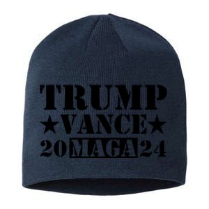 Donald Trump Jd Vance 2024 Maga Army Stamp Black Logo Sustainable Beanie