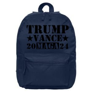 Donald Trump Jd Vance 2024 Maga Army Stamp Black Logo 16 in Basic Backpack