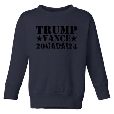 Donald Trump Jd Vance 2024 Maga Army Stamp Black Logo Toddler Sweatshirt